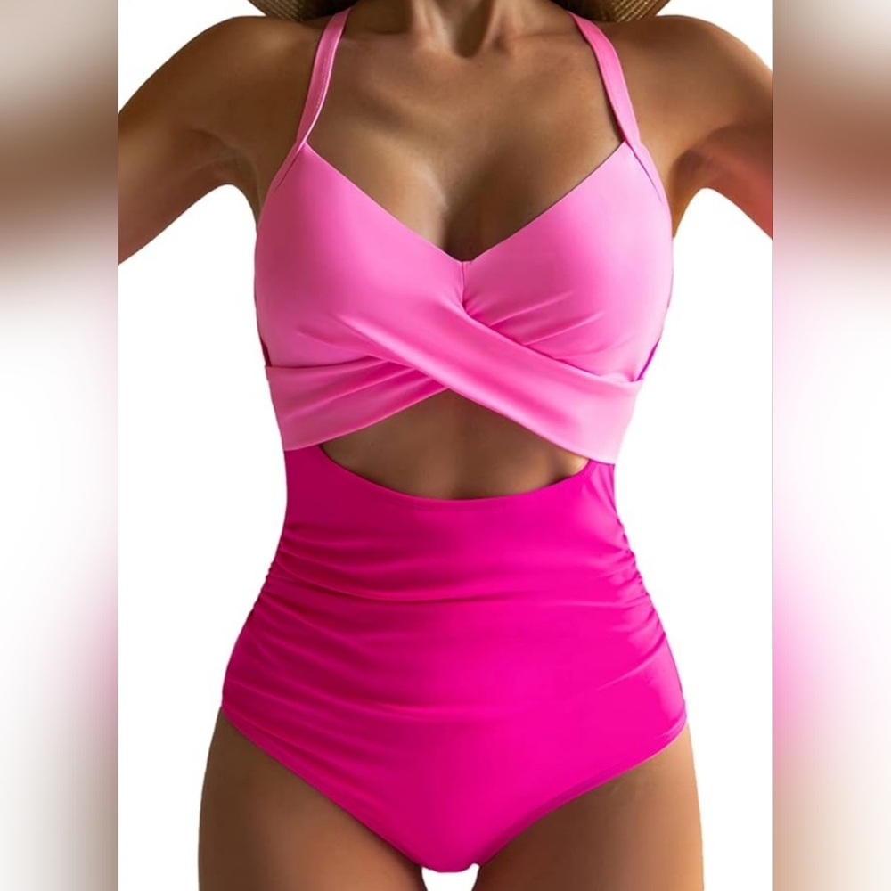 Eomenie Double The Pink One Piece Bathing Suit Size